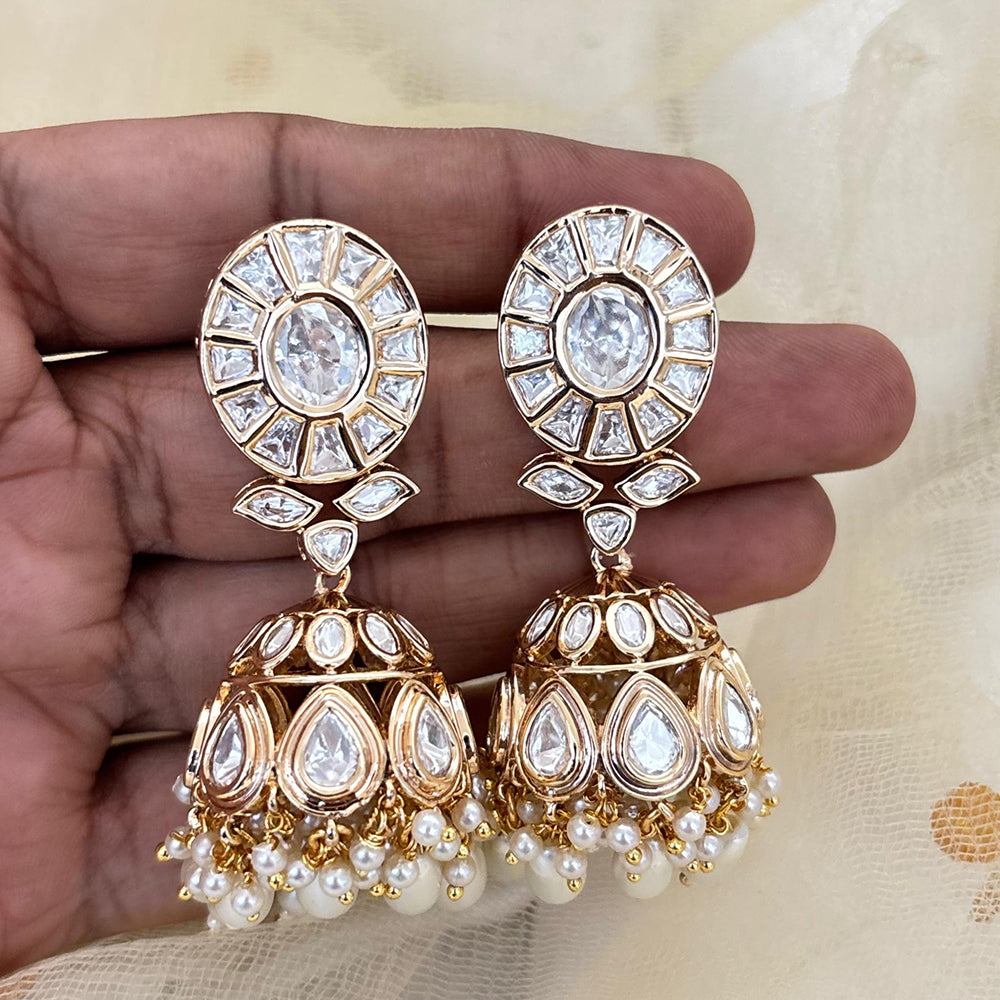 Jewel Addiction Designer Polki Kundan Stone And Beads Jhumki Earrings