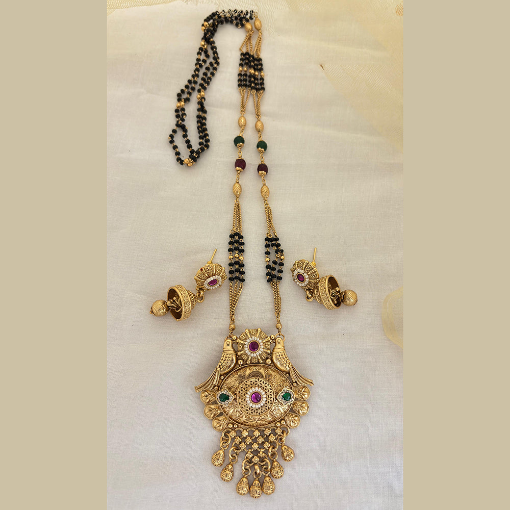 Jewel Addiction Pota Stone And Pearl Designer Black Beads Mangalsutra