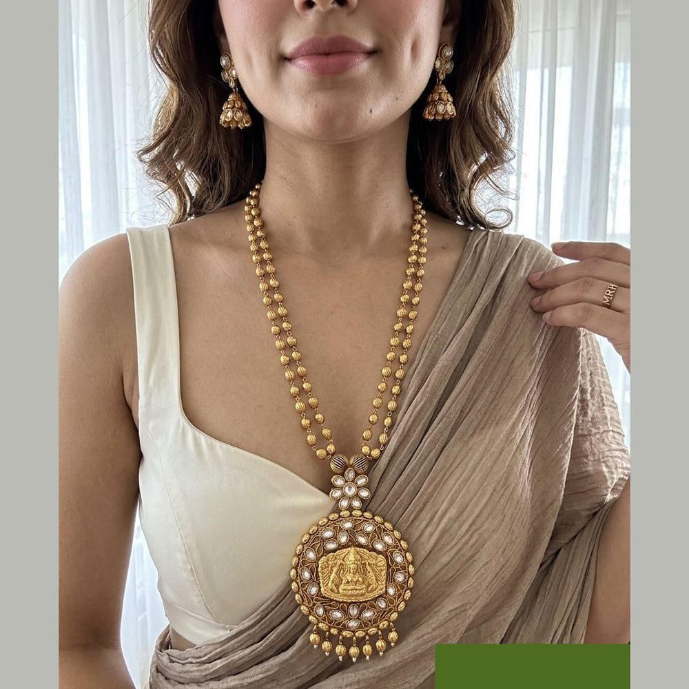 Jewel Addiction Premium Pota Stone And Pearl Long Necklace Set