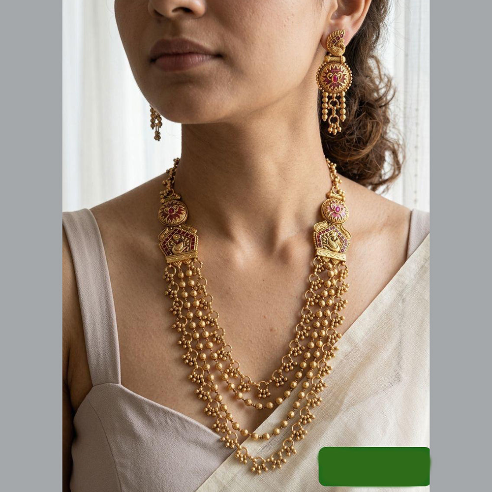Jewel Addiction Traditional Pota Stone And Beads Long Necklace Set