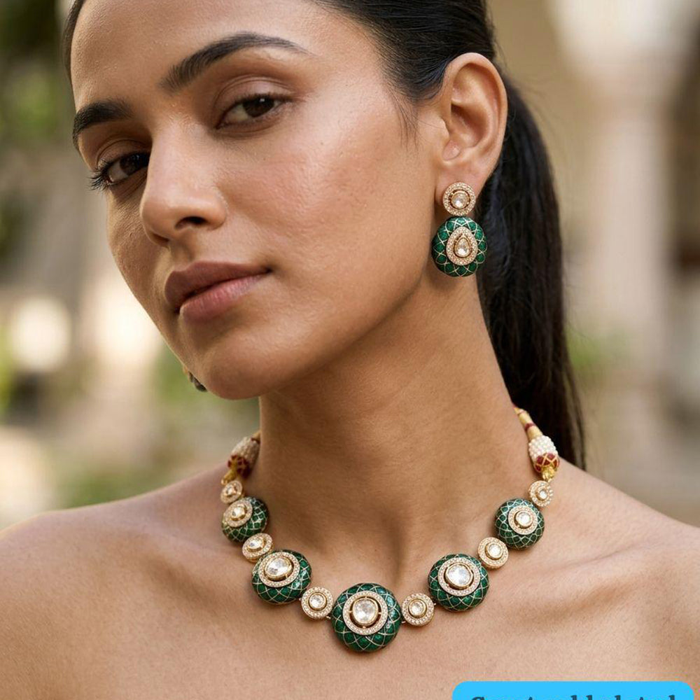 Jewel Addiction Classic Kundan Stone And Meenakari Necklace Set