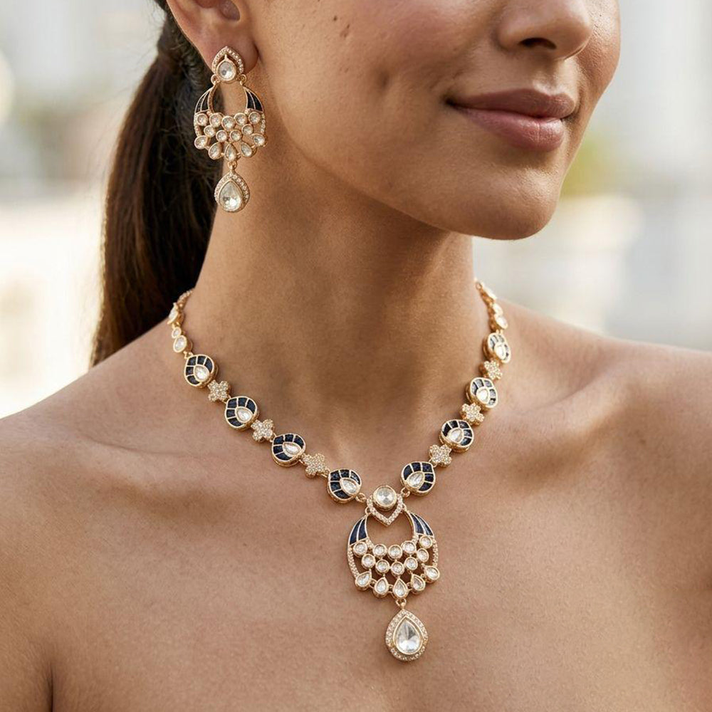 Jewel Addiction Classic Kundan Stone And Meenkari Necklace Set