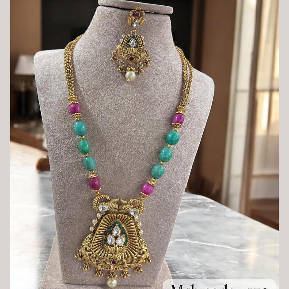 Jewel Addiction Traditional Pota Stone And Beads Long Necklace Set