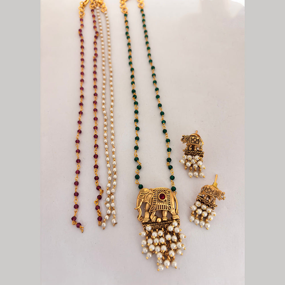 Jewel Addiction Designer Elephant And Pearl Necklace Set for Women