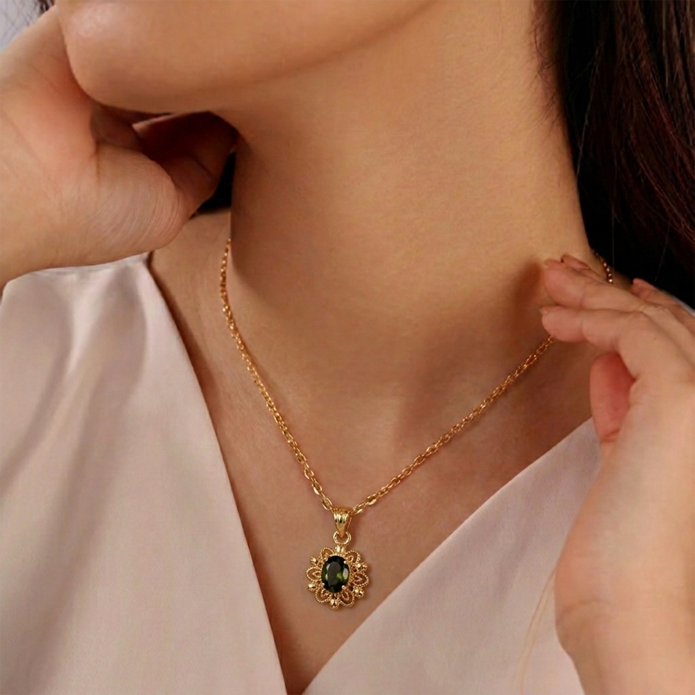 Urthn Crystal Stone Chain Pendant For Women/ Girls(Pack of 12)