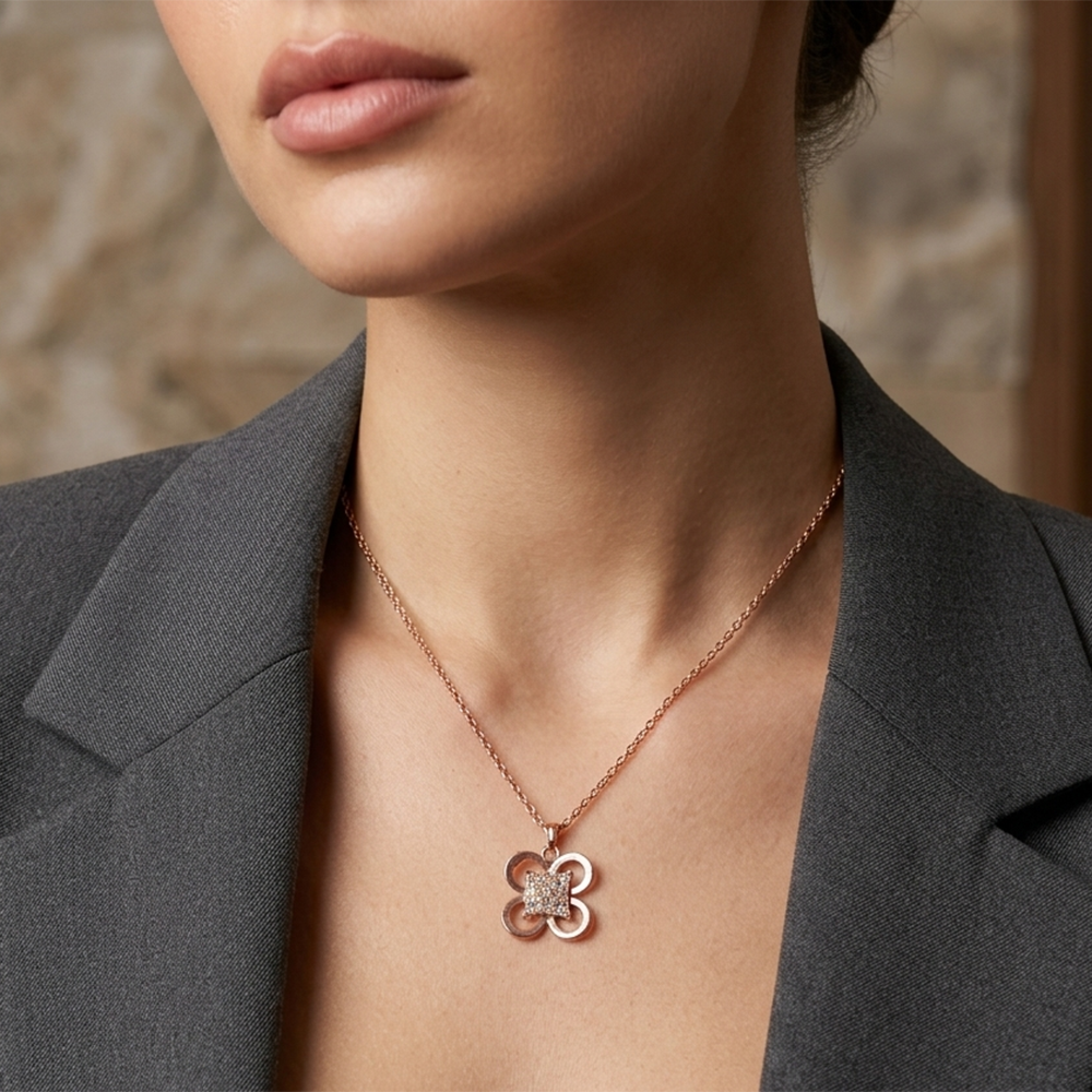 Urthn Flower Chain Pendant For Women/ Girls(Pack of 12)