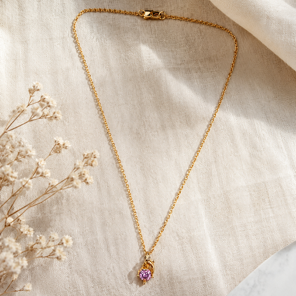 Urthn Crystal Stone Dolphin Chain Pendant For Women/ Girls