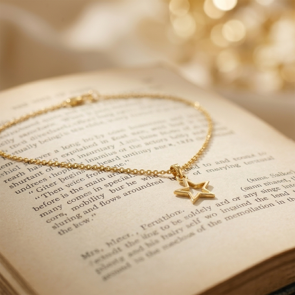 Urthn Gold Plated Modern Star Shape Chain Pendant for Women/ Girls (Pack of 12)