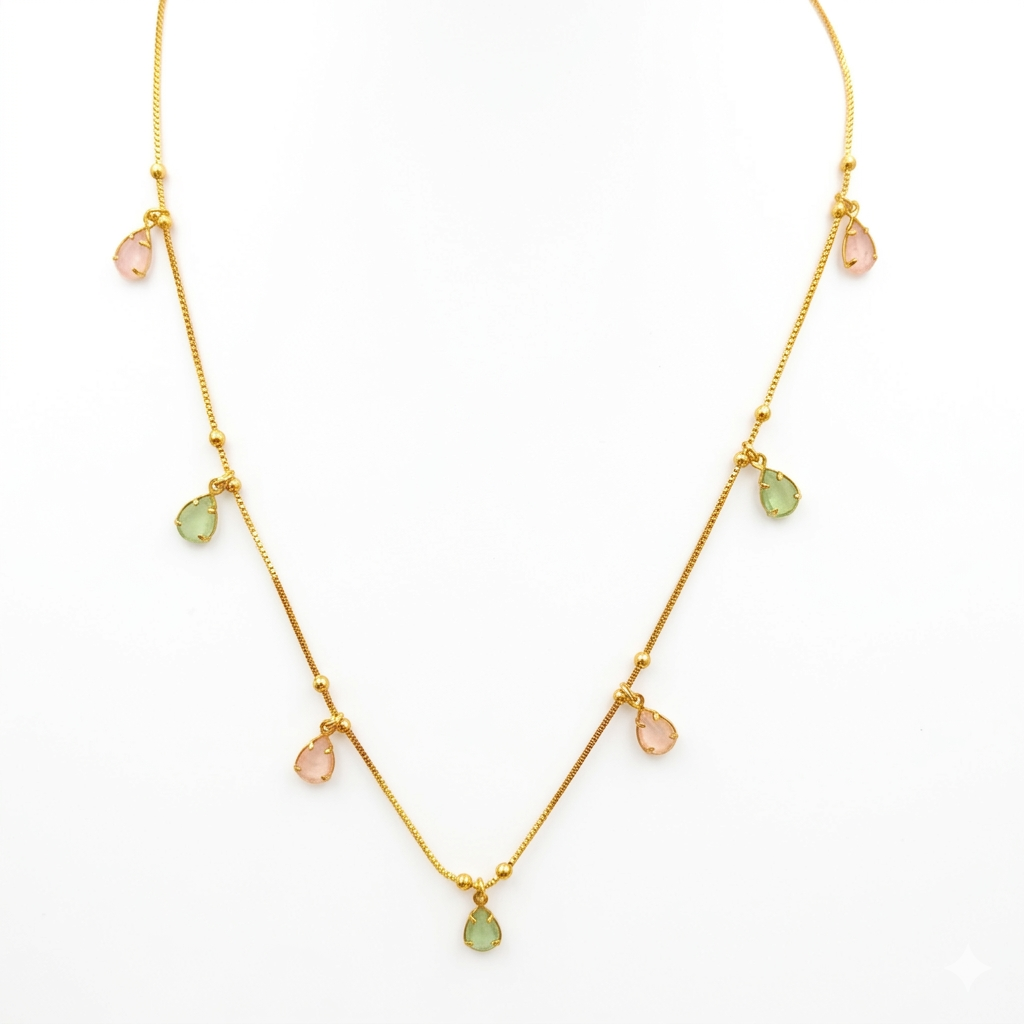 Urthn Elegant Gold Plated Teardrop Charm Necklace with Delicate Chain(Pack of 3)