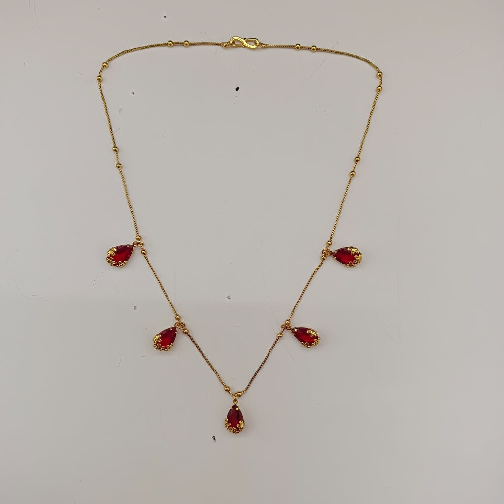 Urthn Stylish Gold Plated Multi Drop Charm Necklace(Pack of 3)
