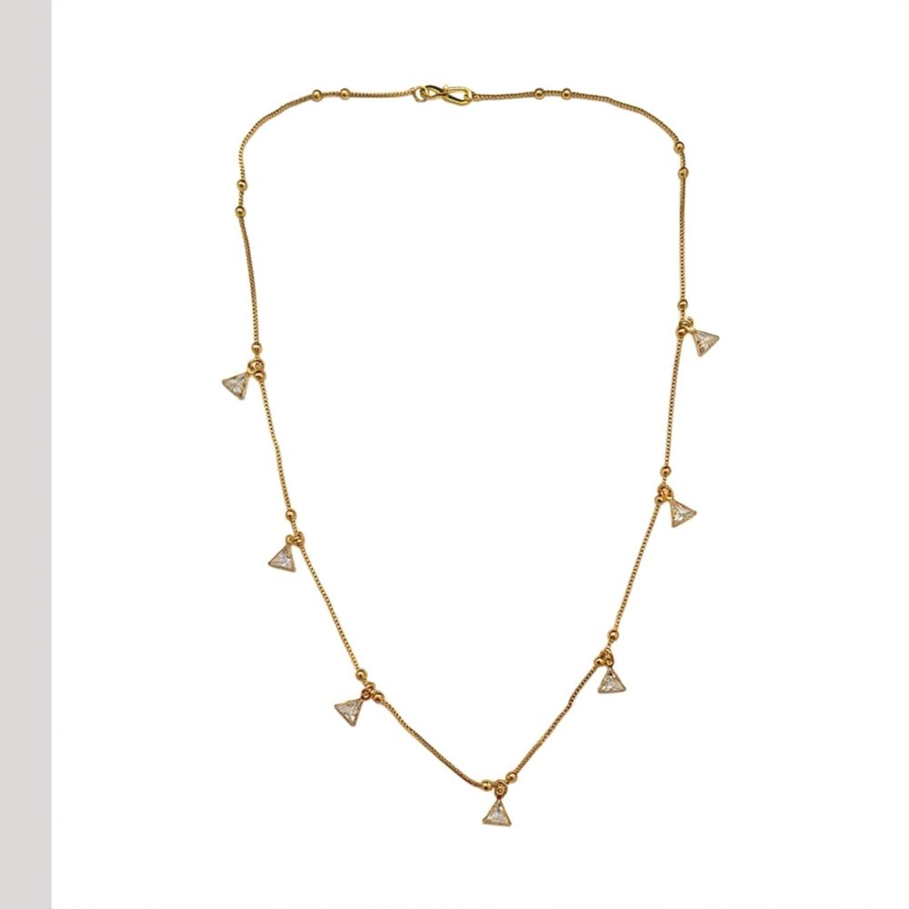 Urthn Minimal Gold Chain Necklace with Crystal Drop Charms (Set of 3)