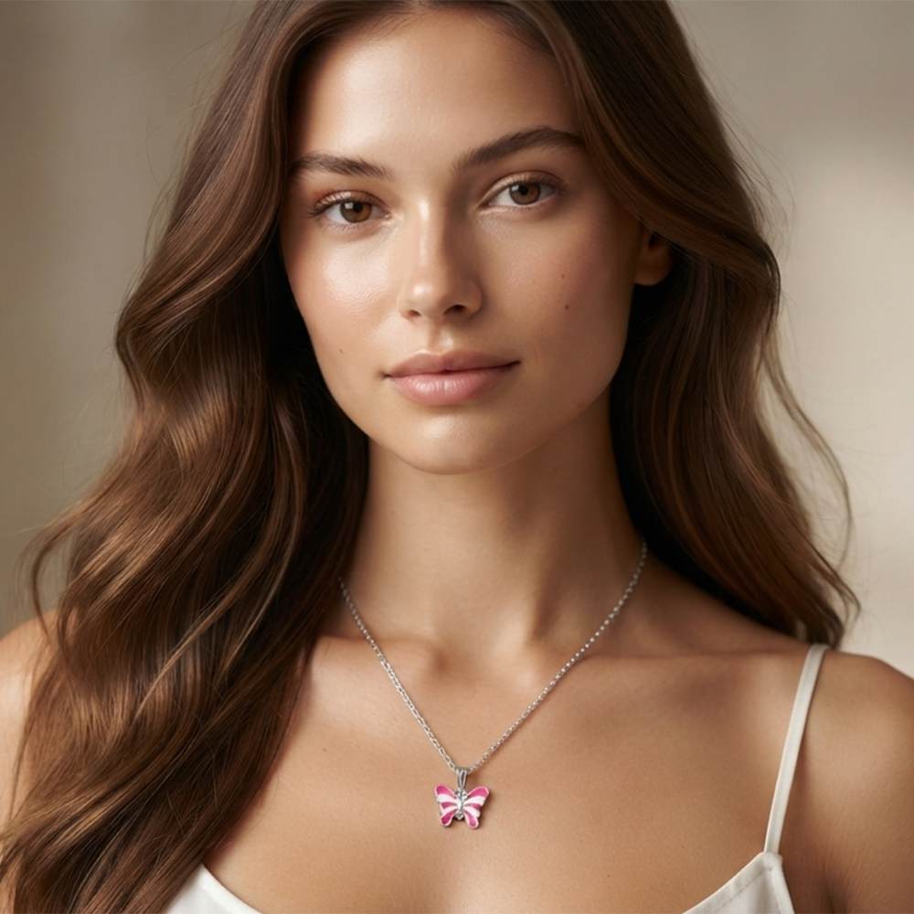 Urthn Graceful Butterfly Shape Meenakari Chain Pendant | Designer Jewellery for Women - 1205096F(Pack Of 12)