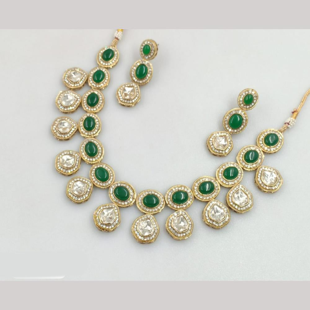JCM Gold Plated polki kundan Necklace Set