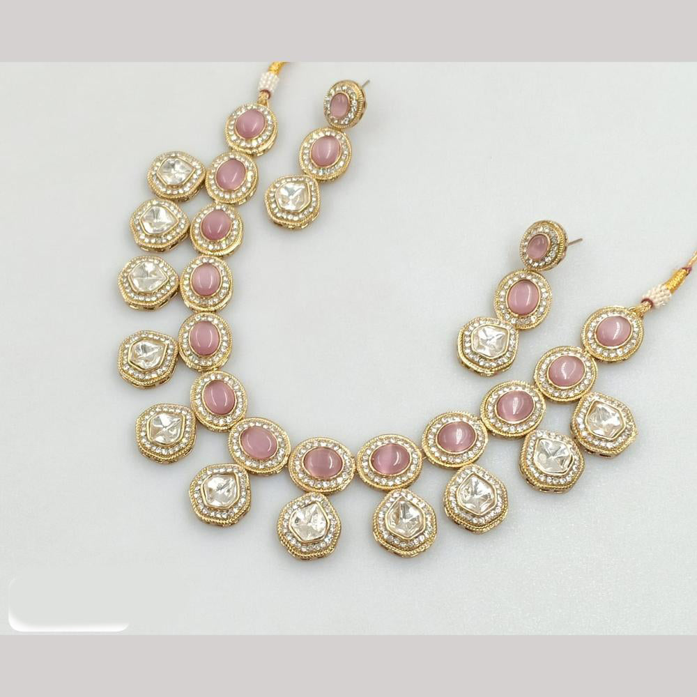 JCM Gold Plated polki kundan Necklace Set