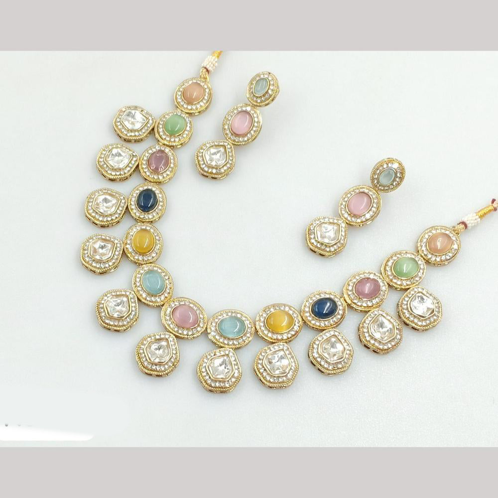 JCM Gold Plated polki kundan Necklace Set
