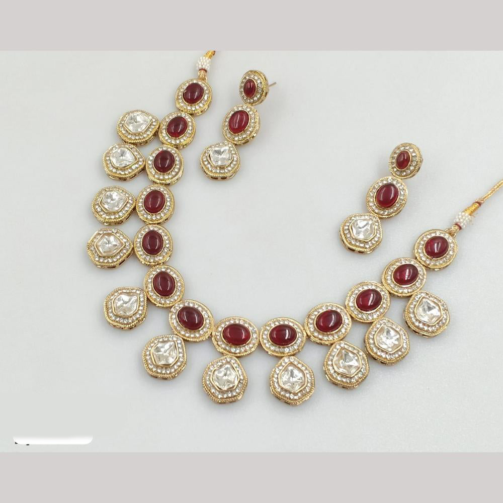 JCM Gold Plated polki kundan Necklace Set