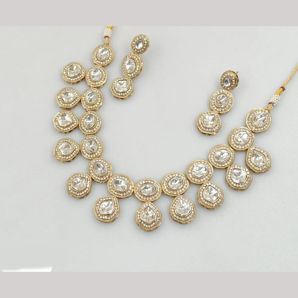 JCM Gold Plated polki kundan Necklace Set