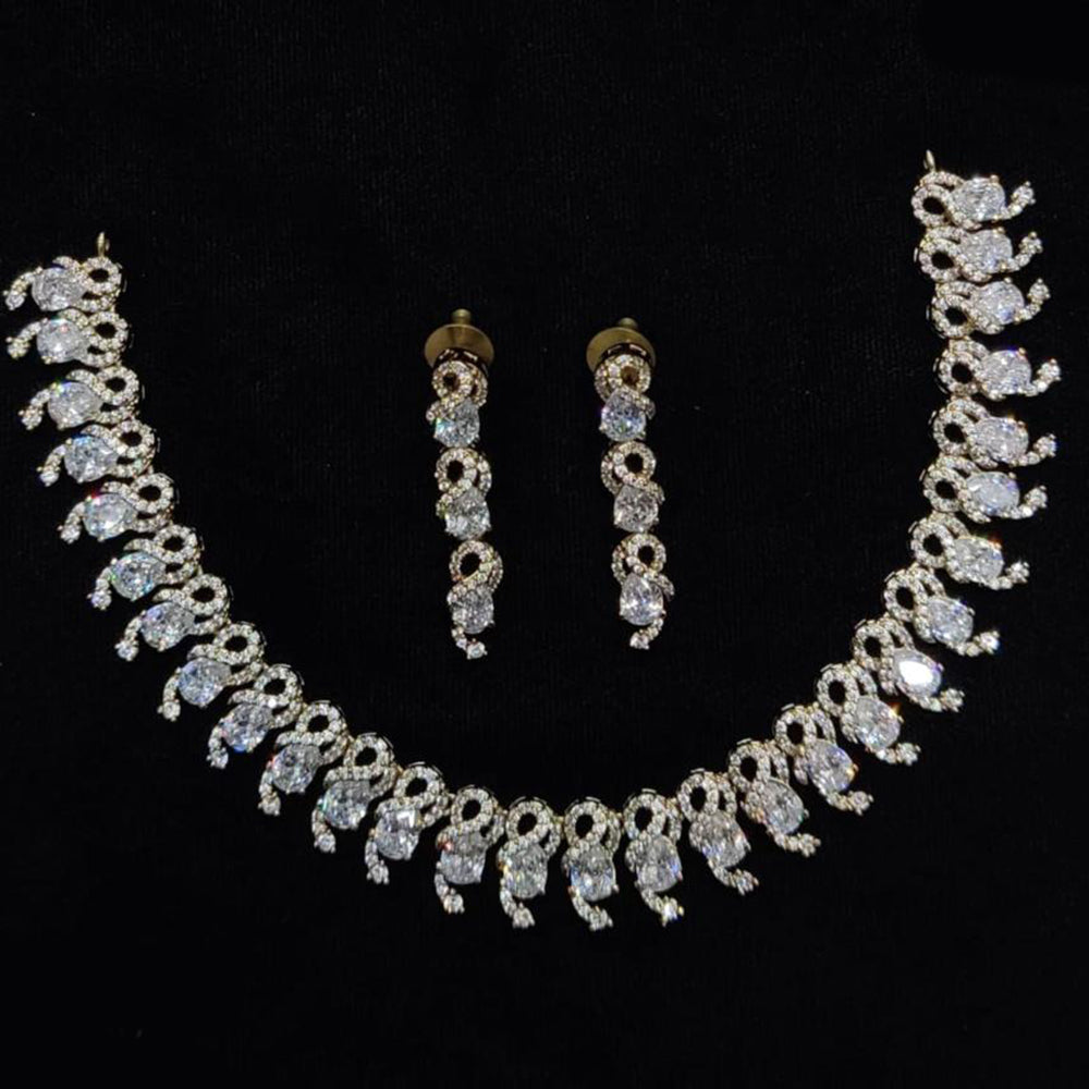 JCM Gold Plated Crystal Stone Necklace Set