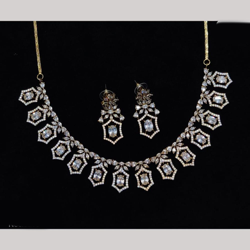 JCM Gold Plated American Diamond Necklace Set