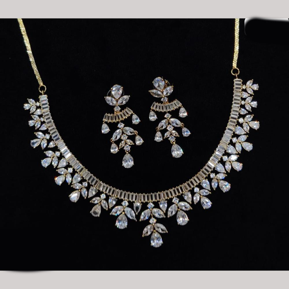 JCM Gold Plated American Diamond Necklace Set
