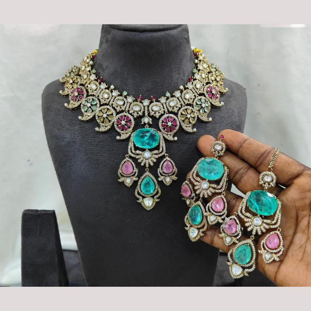 JCM Gold Plated American Diamond Necklace Set