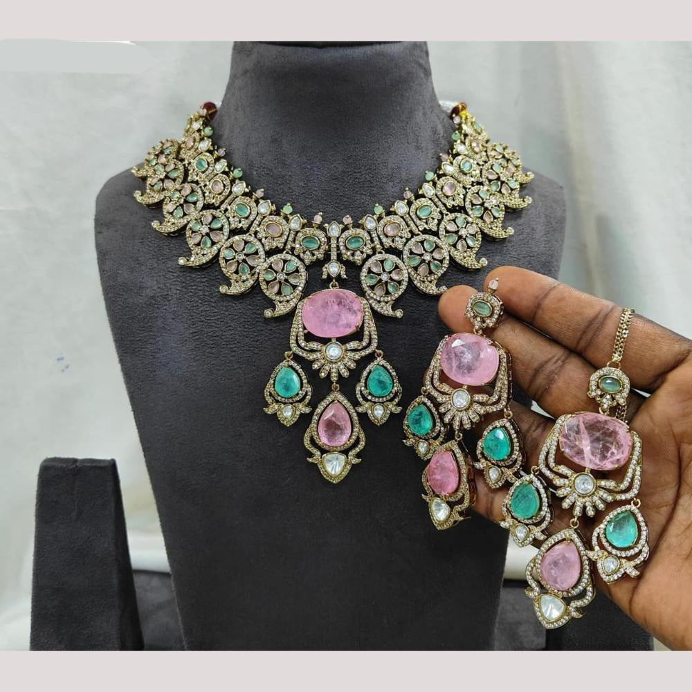 JCM Gold Plated American Diamond Necklace Set