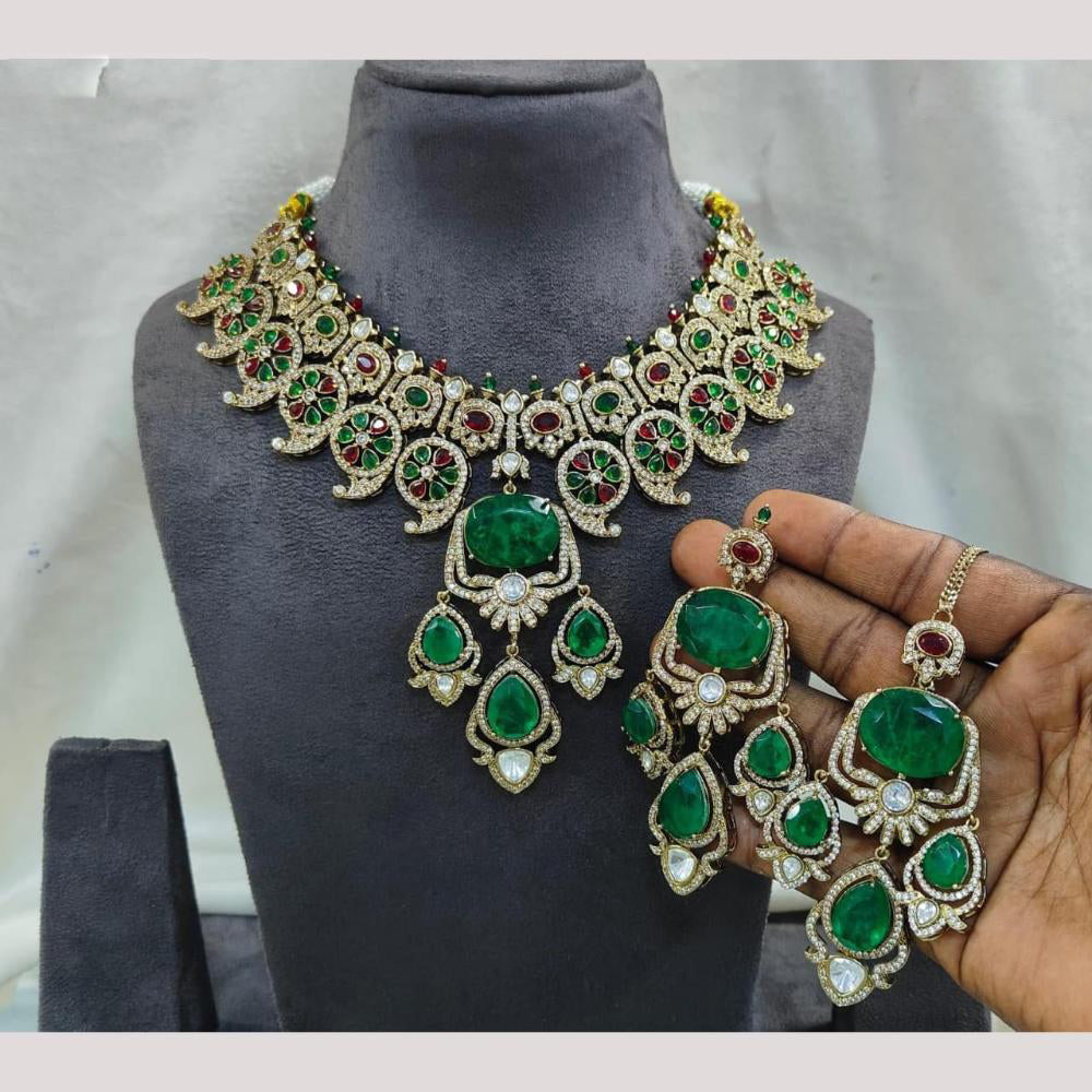 JCM Gold Plated American Diamond Necklace Set