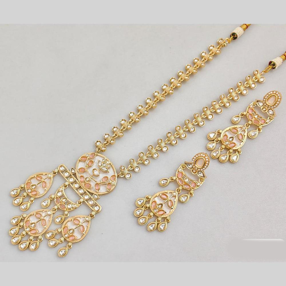 JCM Gold Plated Pota Stone Long Neckalce Set