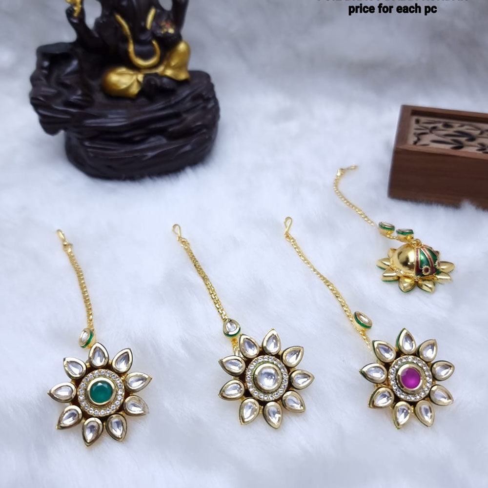 JCM Gold Plated Kundan Stone Maangtikka