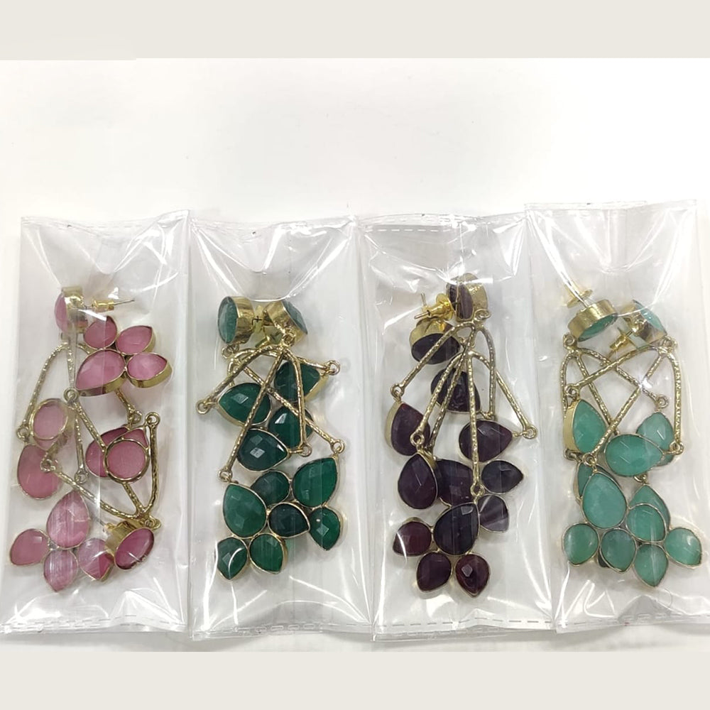 JCM Gold Plated Pota Stone Dangler Earrings