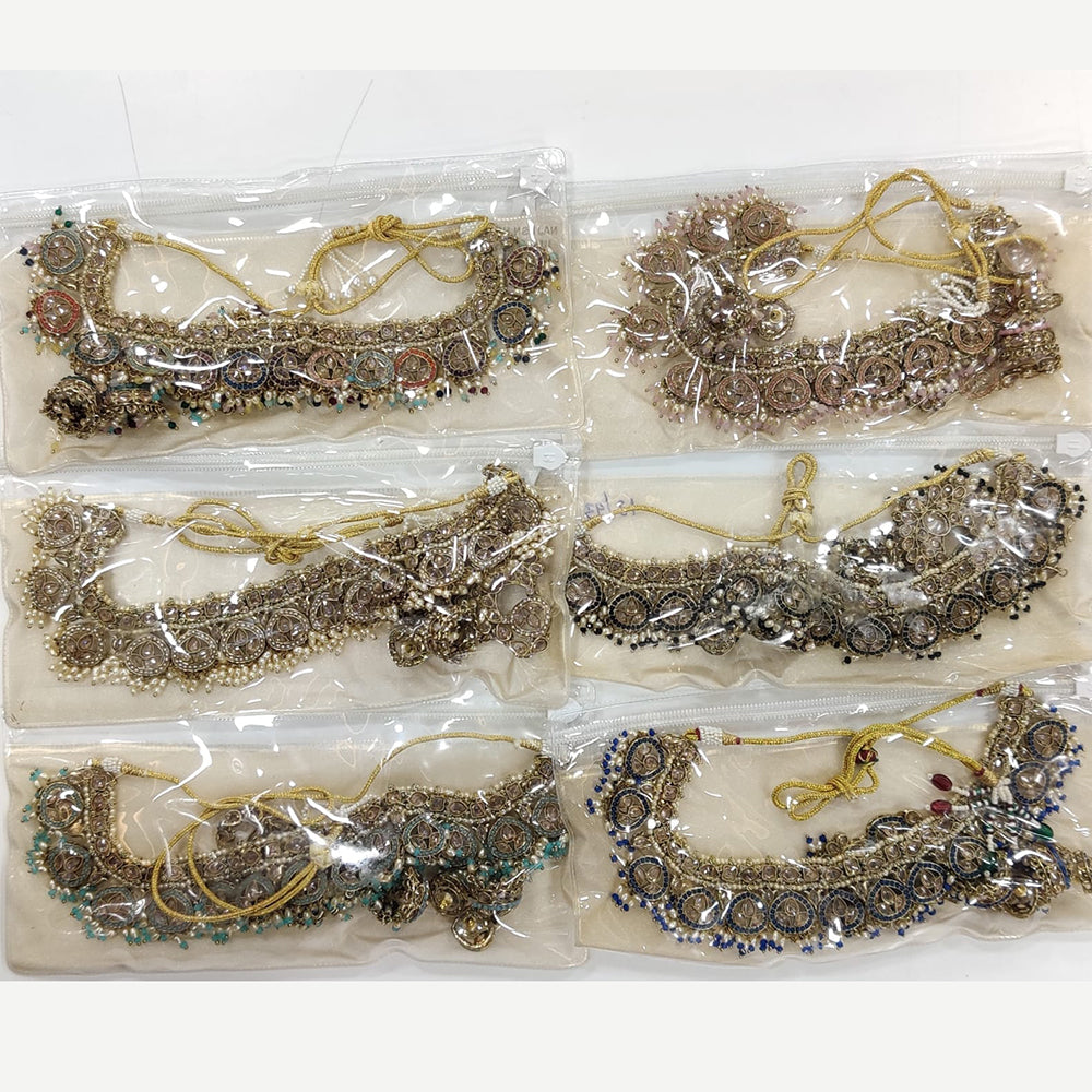 JCM Gold Plated Crystal Stone And Pearls Beads Necklace Set