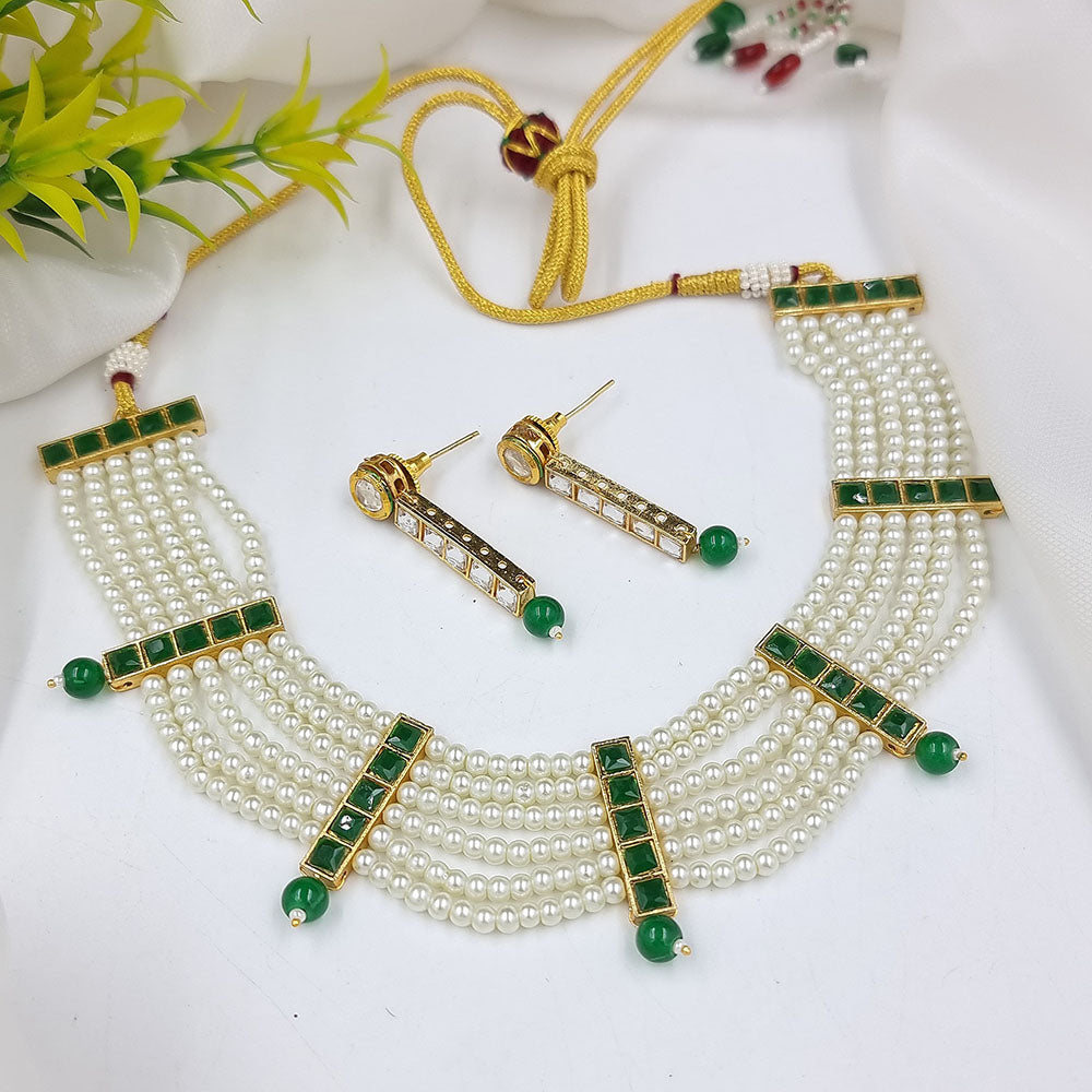JCM Gold Plated Pota Stone And Beads Necklace Set