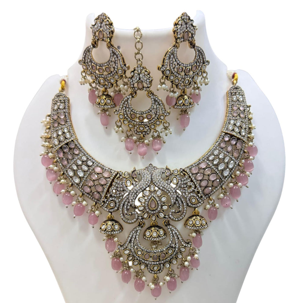 JCM Gold Plated Pota Stone And Beads Necklace Set