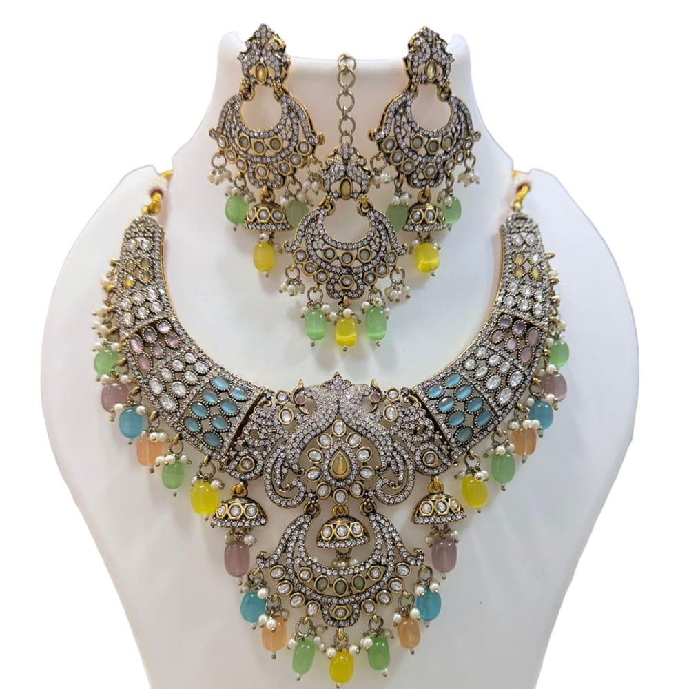 JCM Gold Plated Pota Stone And Beads Necklace Set