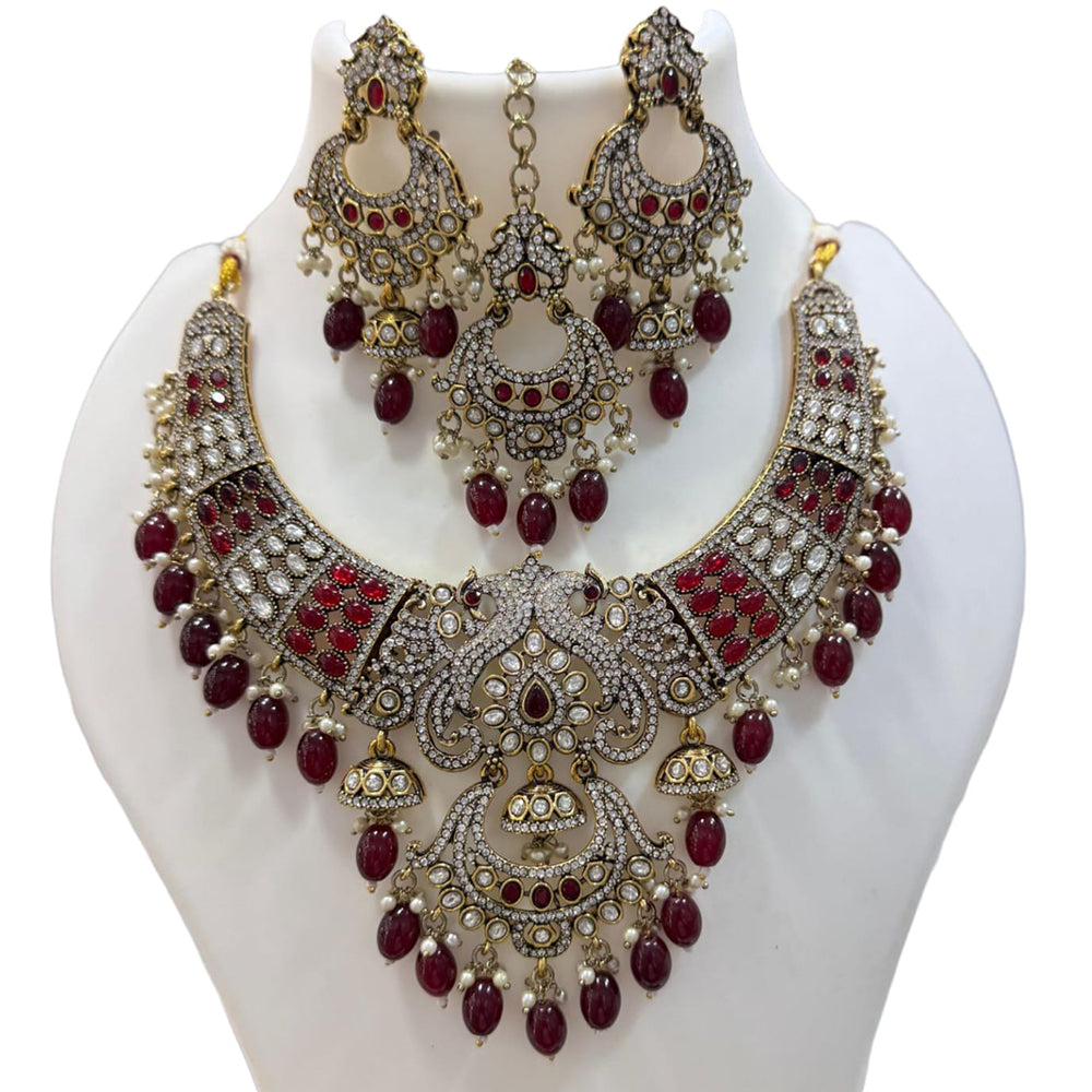 JCM Gold Plated Pota Stone And Beads Necklace Set