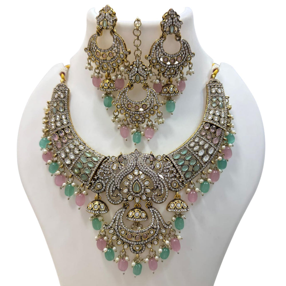 JCM Gold Plated Pota Stone And Beads Necklace Set