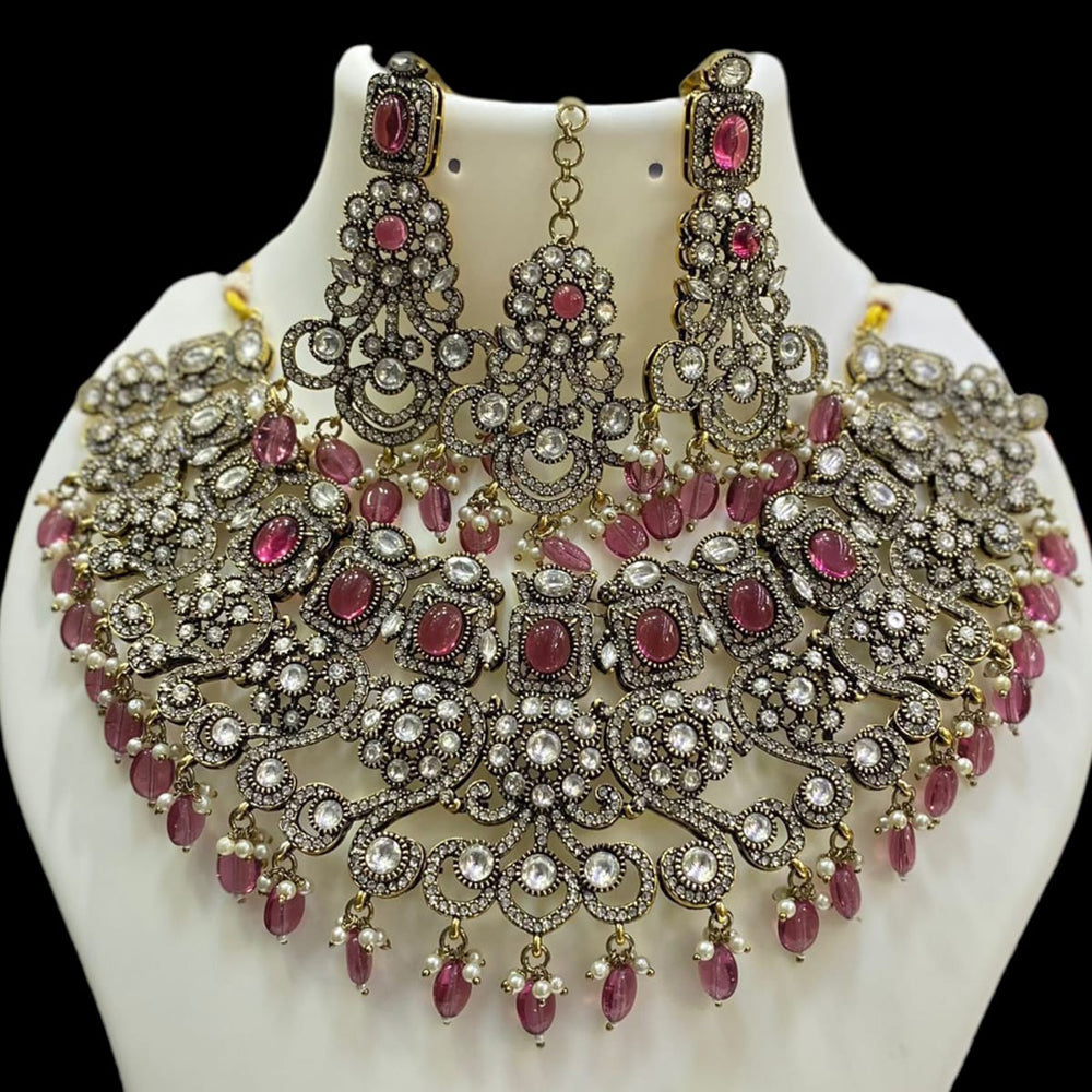 JCM Gold Plated Pota Stone And Beads Necklace Set