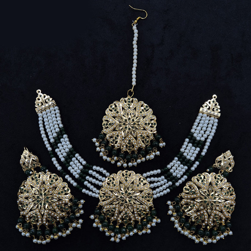 JCM Gold Plated Austrian Stone And Beads Necklace Set