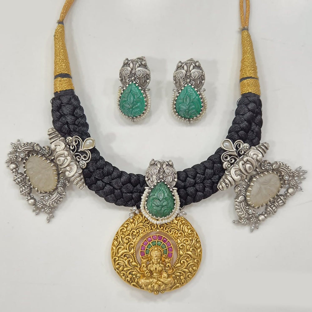 JCM 2 Tone Plated Pota Stone Temple Necklace Set
