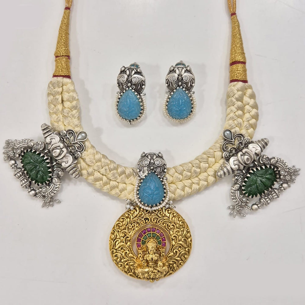 JCM 2 Tone Plated Pota Stone Temple Necklace Set