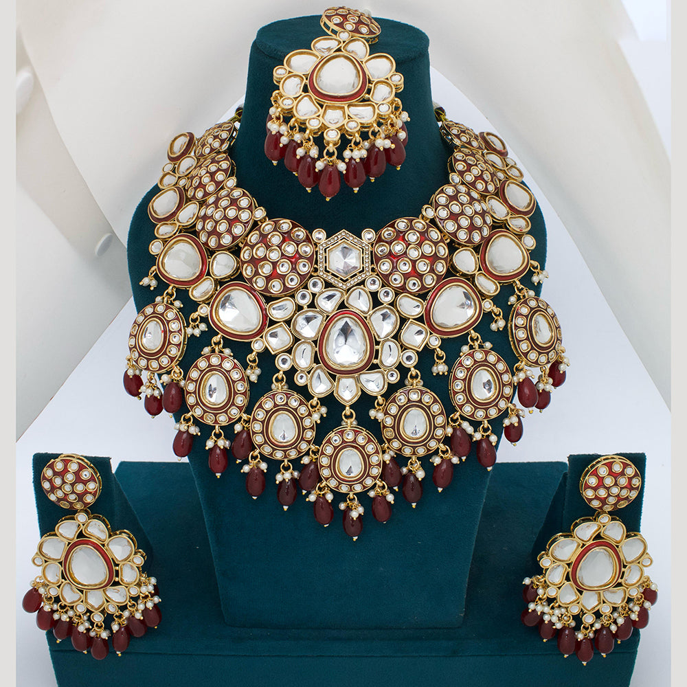 JCM Gold Plated Kundan Stone Necklace Set