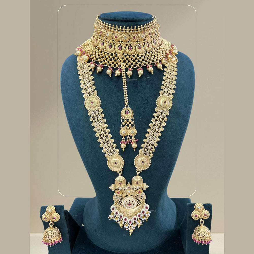 JCM Gold Plated Pota Stone Necklace Combo