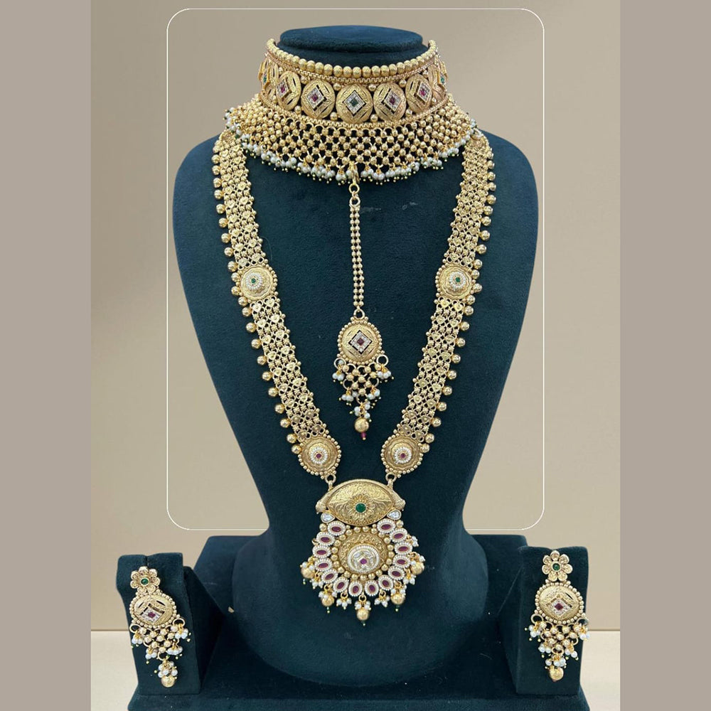 JCM Gold Plated Pota Stone Necklace Combo