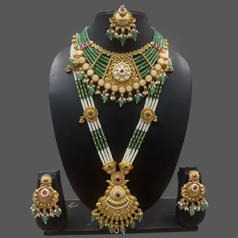 JCM Gold Plated Pota Stone And Pearl Necklace Combo