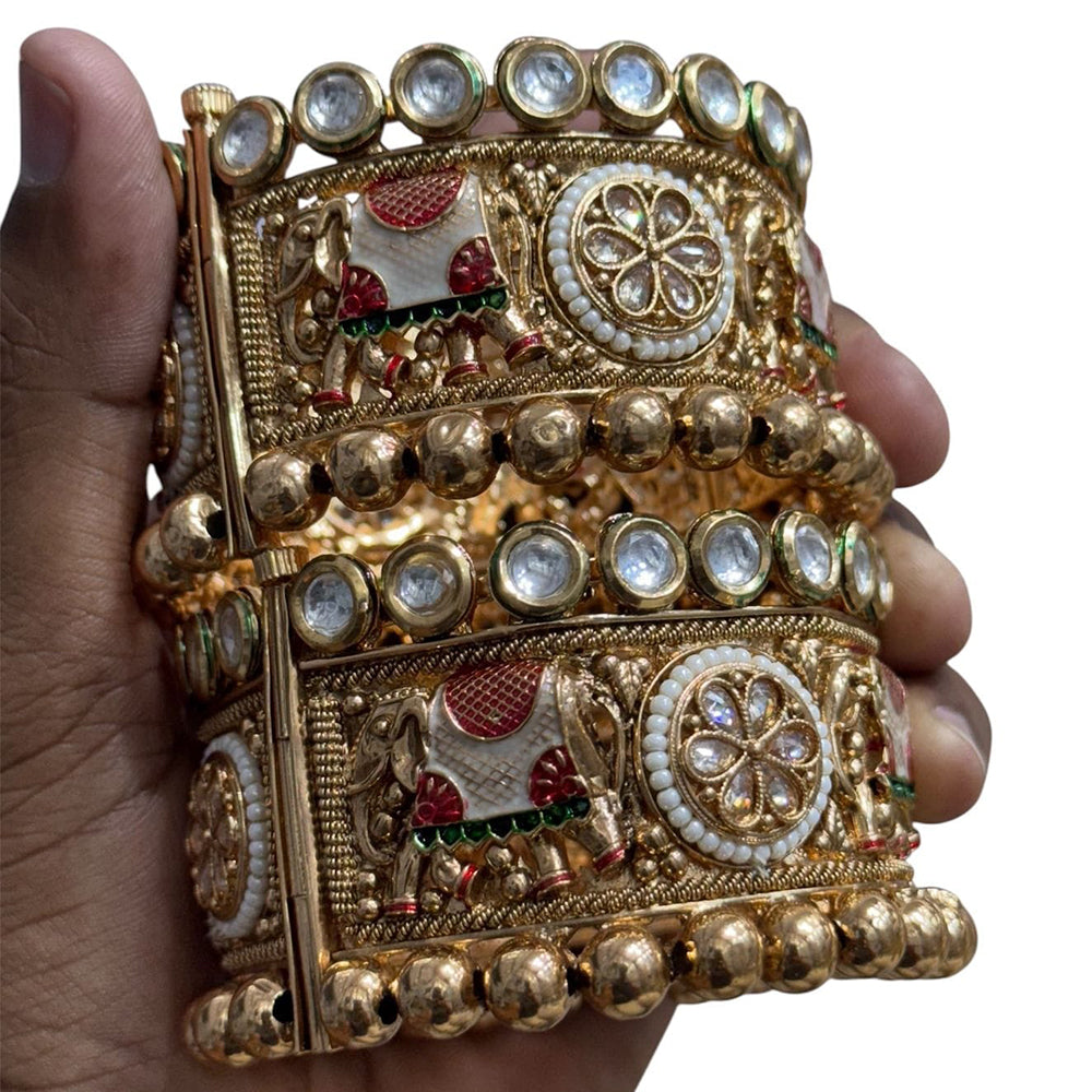 JCM Gold Plated Pota Stone Openable Bangle Set