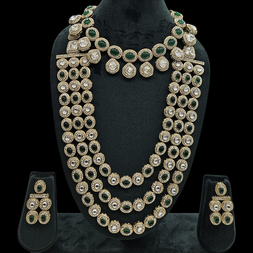 JCM Gold Plated Pota Stone Double Necklace Set