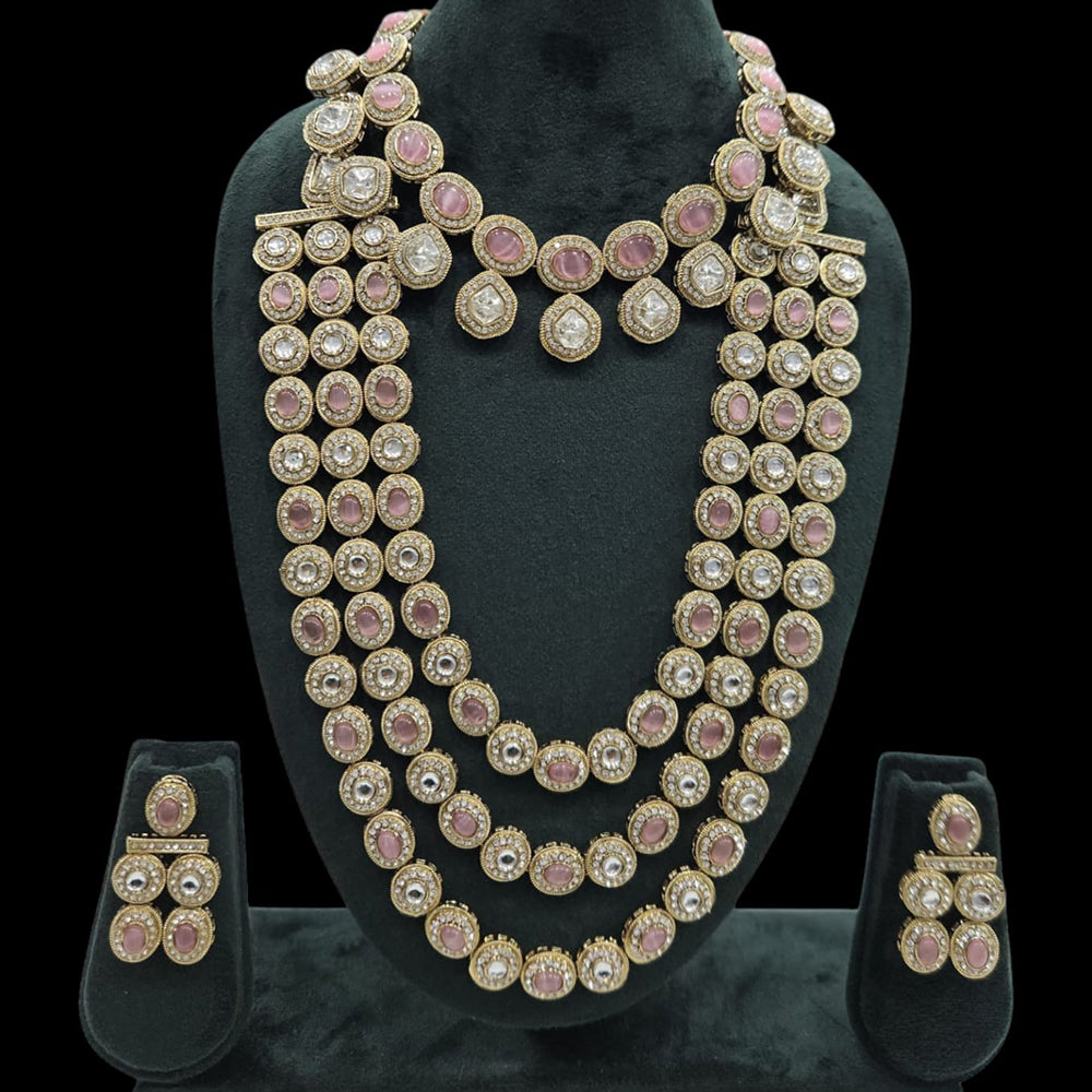 JCM Gold Plated Pota Stone Double Necklace Set