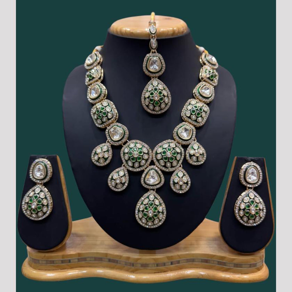 JCM Gold Plated Kundan Stone Meenakari Necklace Set