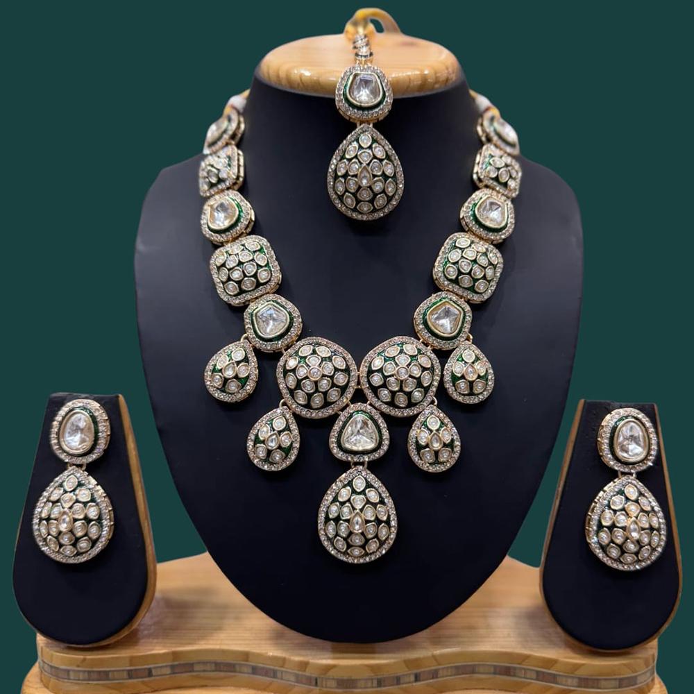 JCM Gold Plated Kundan Stone Meenakari Necklace Set