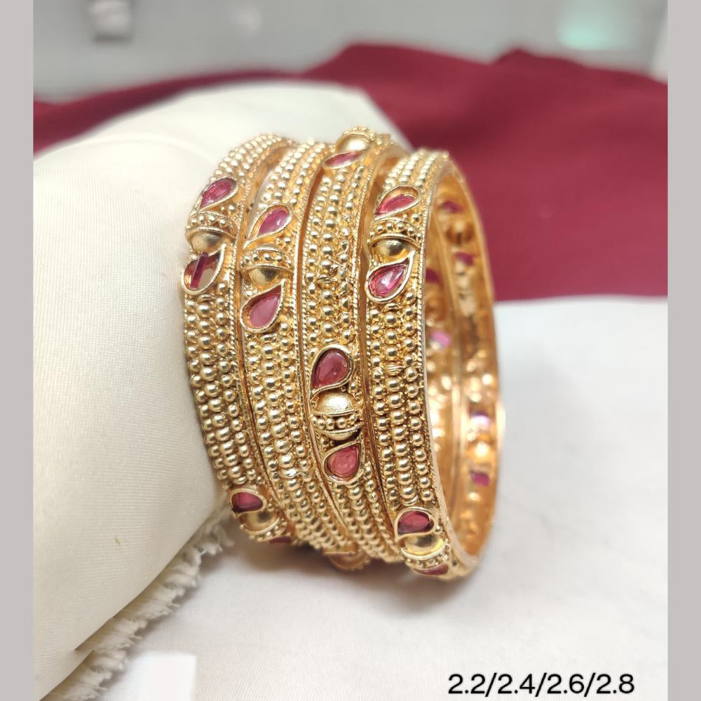 JCM Gold Plated Kundan Stone Bangle Set